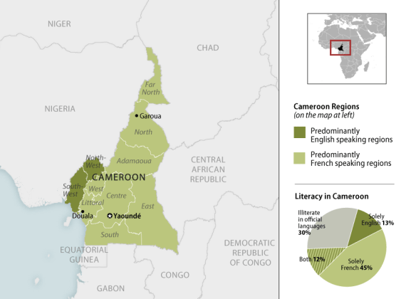 Cameroon on a map