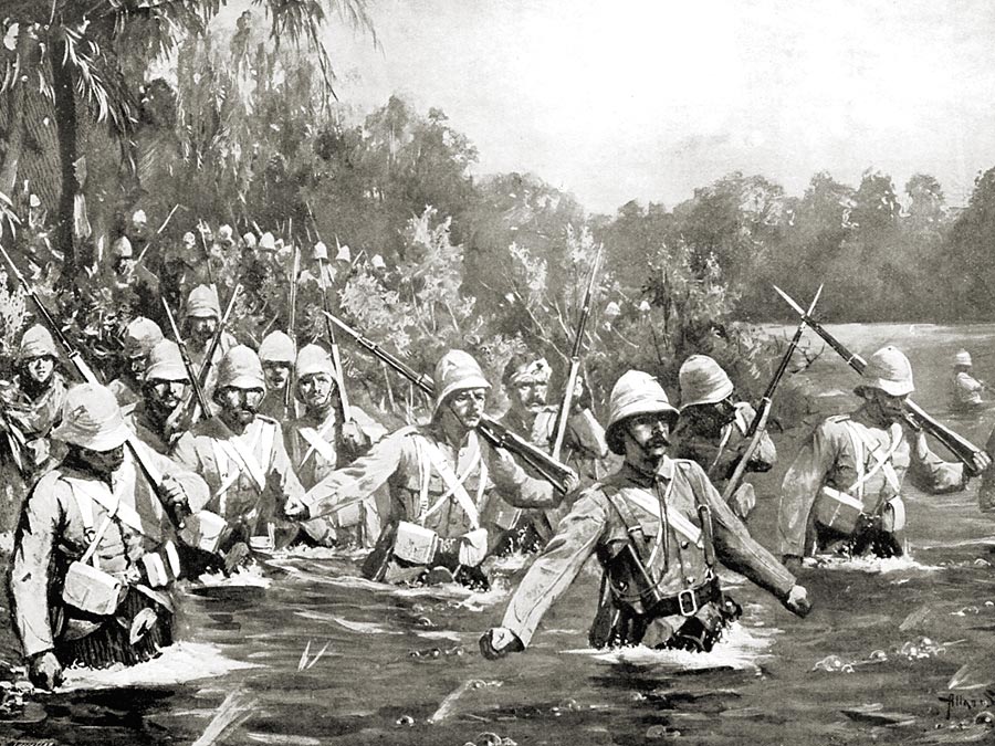 black and white image of soldiers